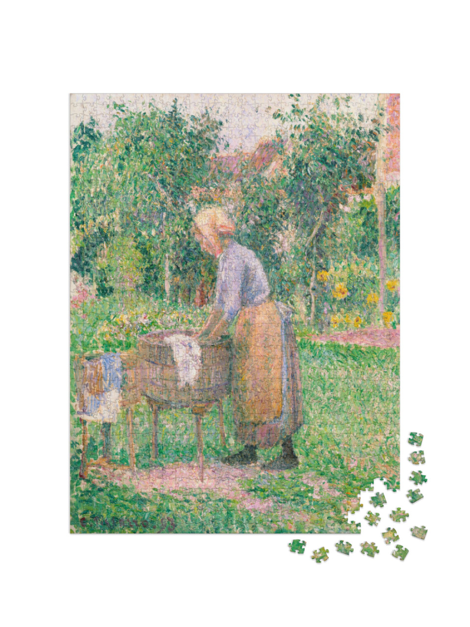 Puzzle 1000 pezzi „Camille Pissarro - Una lavandaia a Éragny“