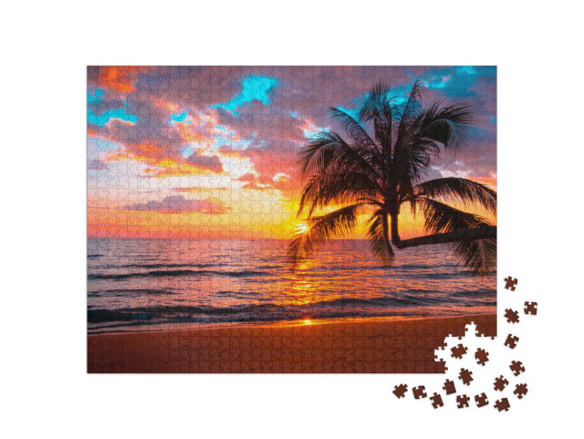 Puzzle 1000 pezzi „Tramonto mozzafiato sul mare tropicale“