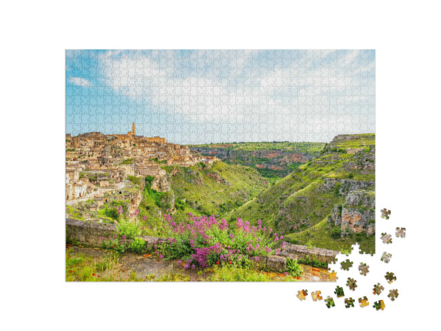 Puzzle 1000 pezzi „Veduta dell'antica città di Matera, Sassi di Matera in Basilicata, Italia meridionale“