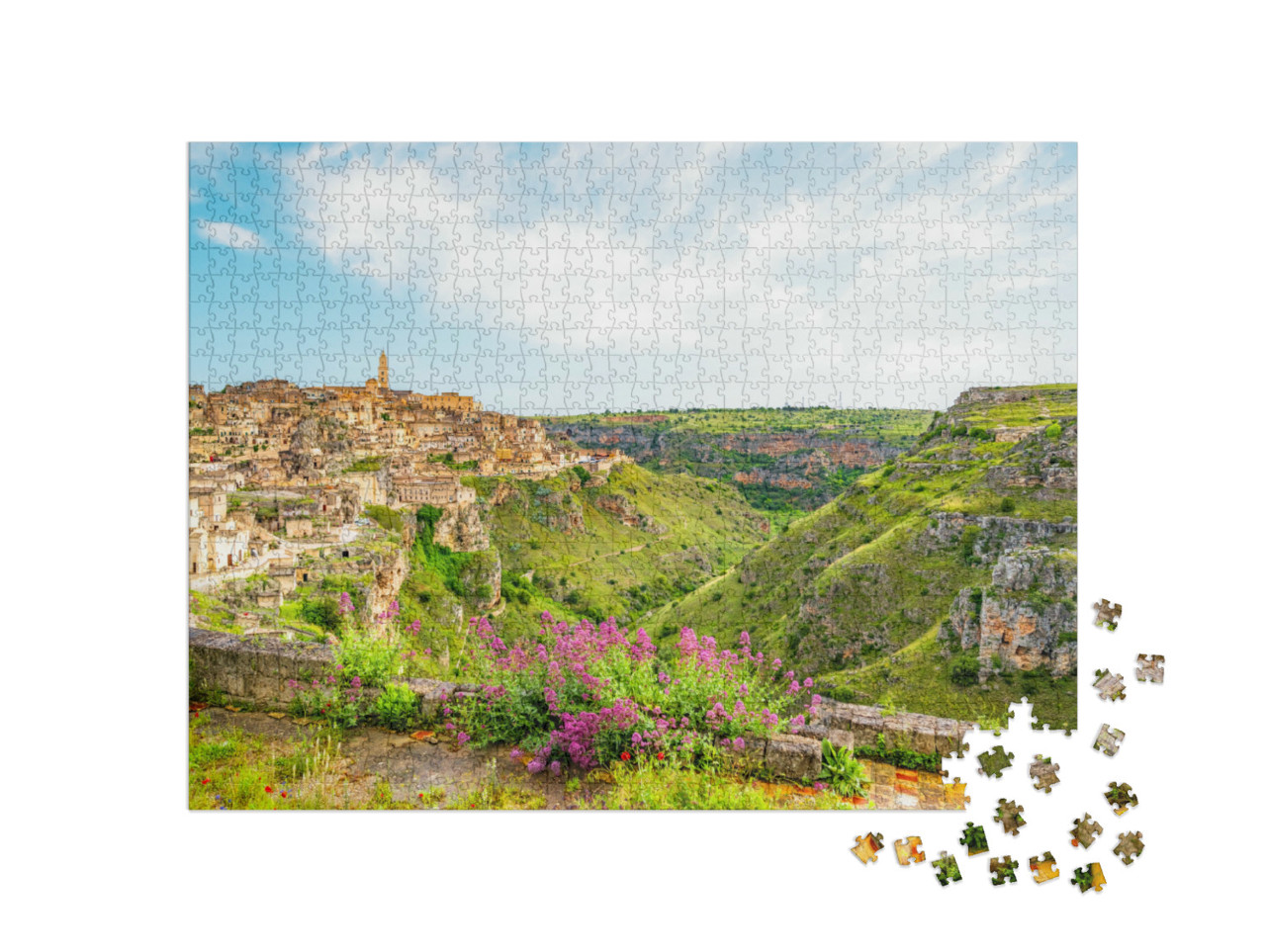 Puzzle 1000 pezzi „Veduta dell'antica città di Matera, Sassi di Matera in Basilicata, Italia meridionale“