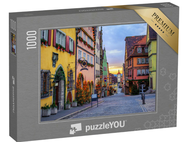Puzzle 1000 pezzi „Case colorate: il centro storico di Rothenburg ob der Tauber“