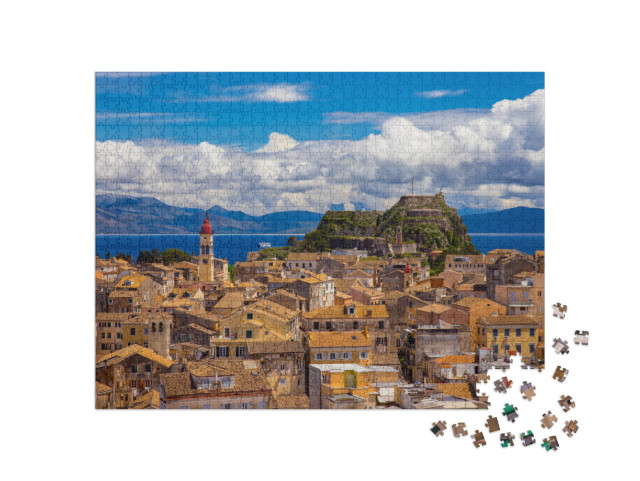 Puzzle 1000 pezzi „Vista del centro storico di Corfù, Grecia“