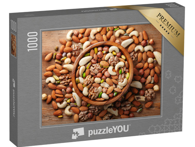 Puzzle 1000 pezzi „Ciotola di legno con noci miste“