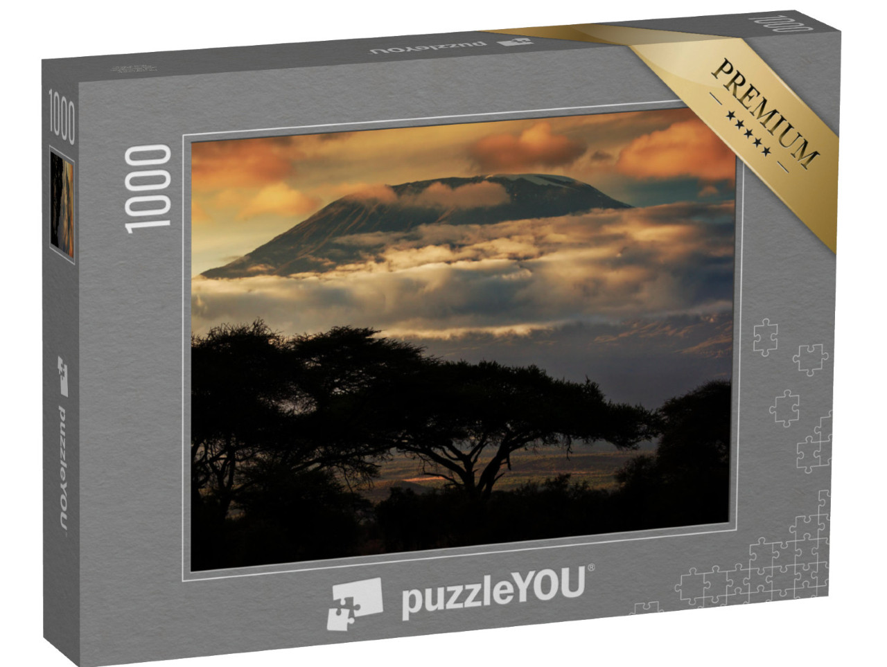 Puzzle 1000 pezzi „Kilimanjaro al tramonto, paesaggio della savana ad Amboseli, Kenya“