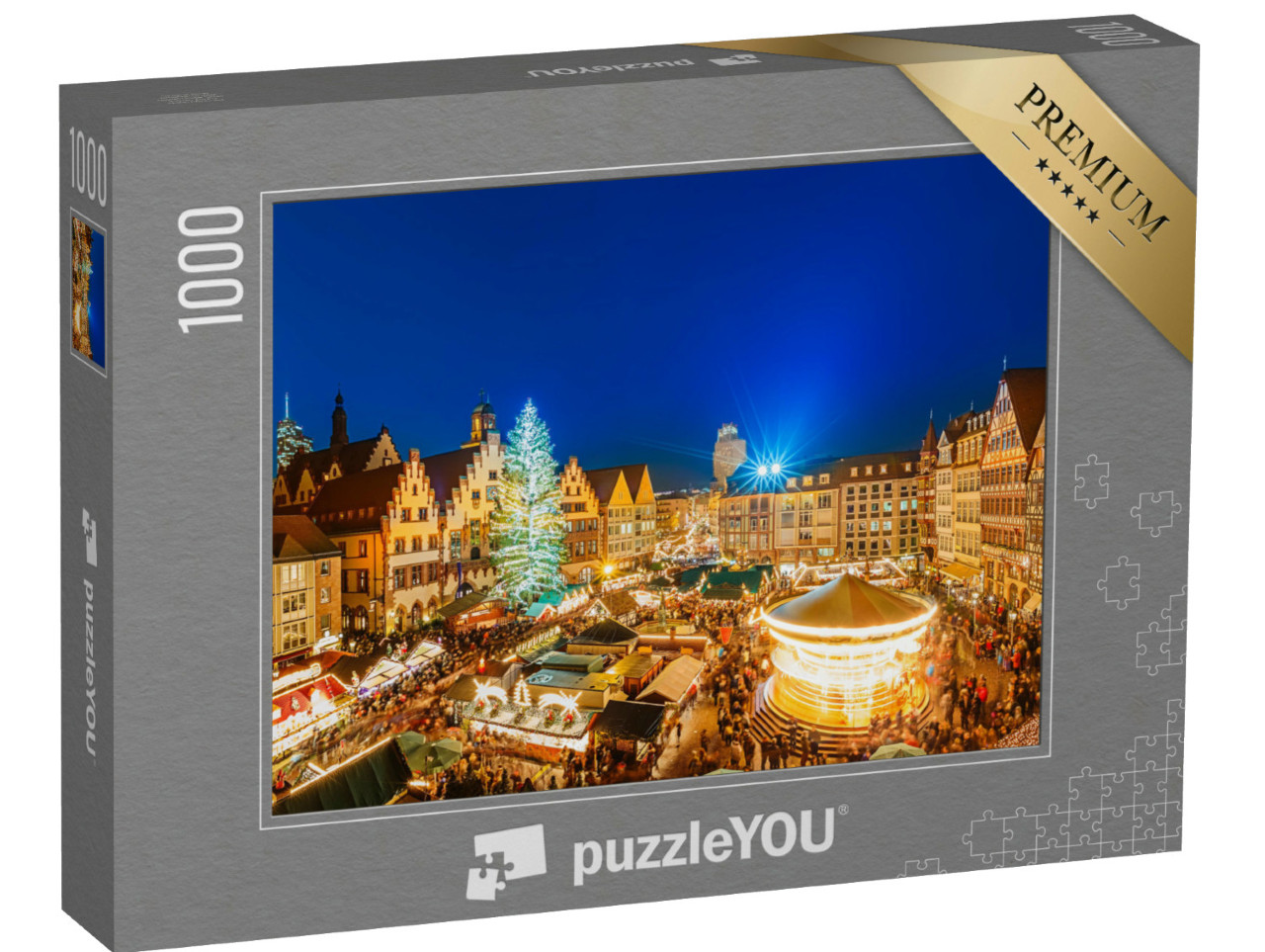 Puzzle 1000 pezzi „Tradizionale mercatino di Natale nel centro storico di Francoforte, Germania“