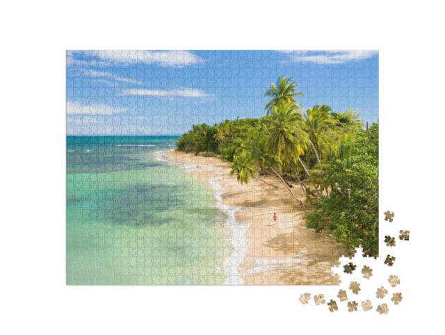Puzzle 1000 pezzi „Spiaggia sabbiosa caraibica sotto le palme“