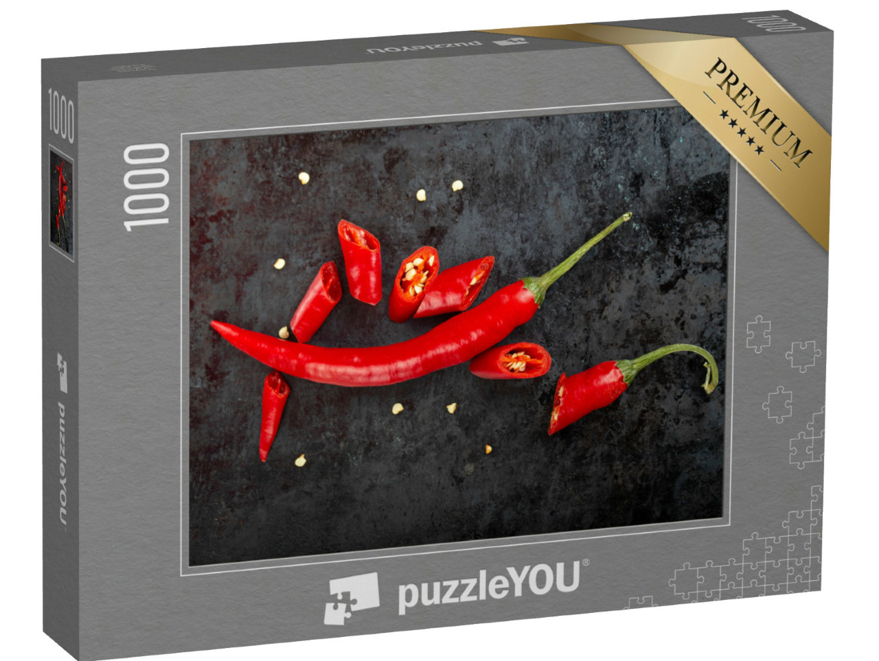 Puzzle 1000 pezzi „Peperoncini rossi interi e tritati“
