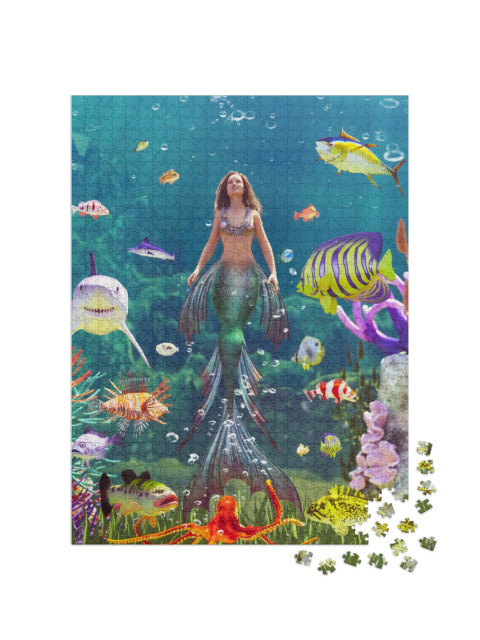 Puzzle 1000 pezzi „Ninfa marina nel colorato mondo sottomarino“