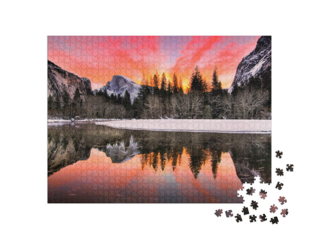 Puzzle 1000 pezzi „Spettacolare alba in inverno, Parco Nazionale di Yosemite, California, USA“