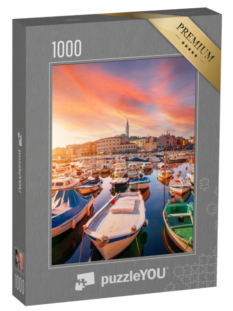 Puzzle 1000 pezzi „L'accogliente e tranquilla città di Rovigno in Istria, Croazia“