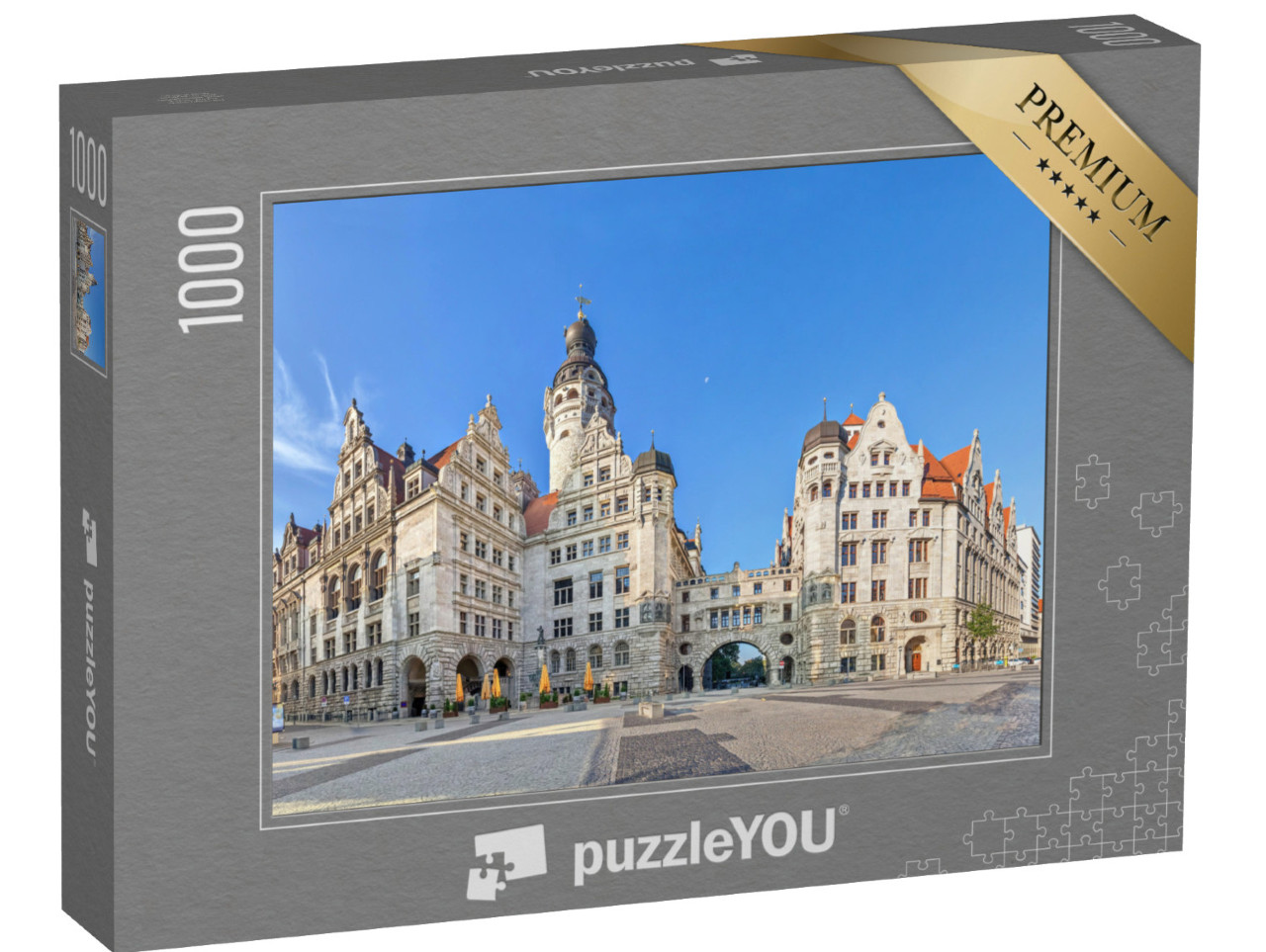 Puzzle 1000 pezzi „Il nuovo municipio: vista dalla Burgplatz, Lipsia, Germania“