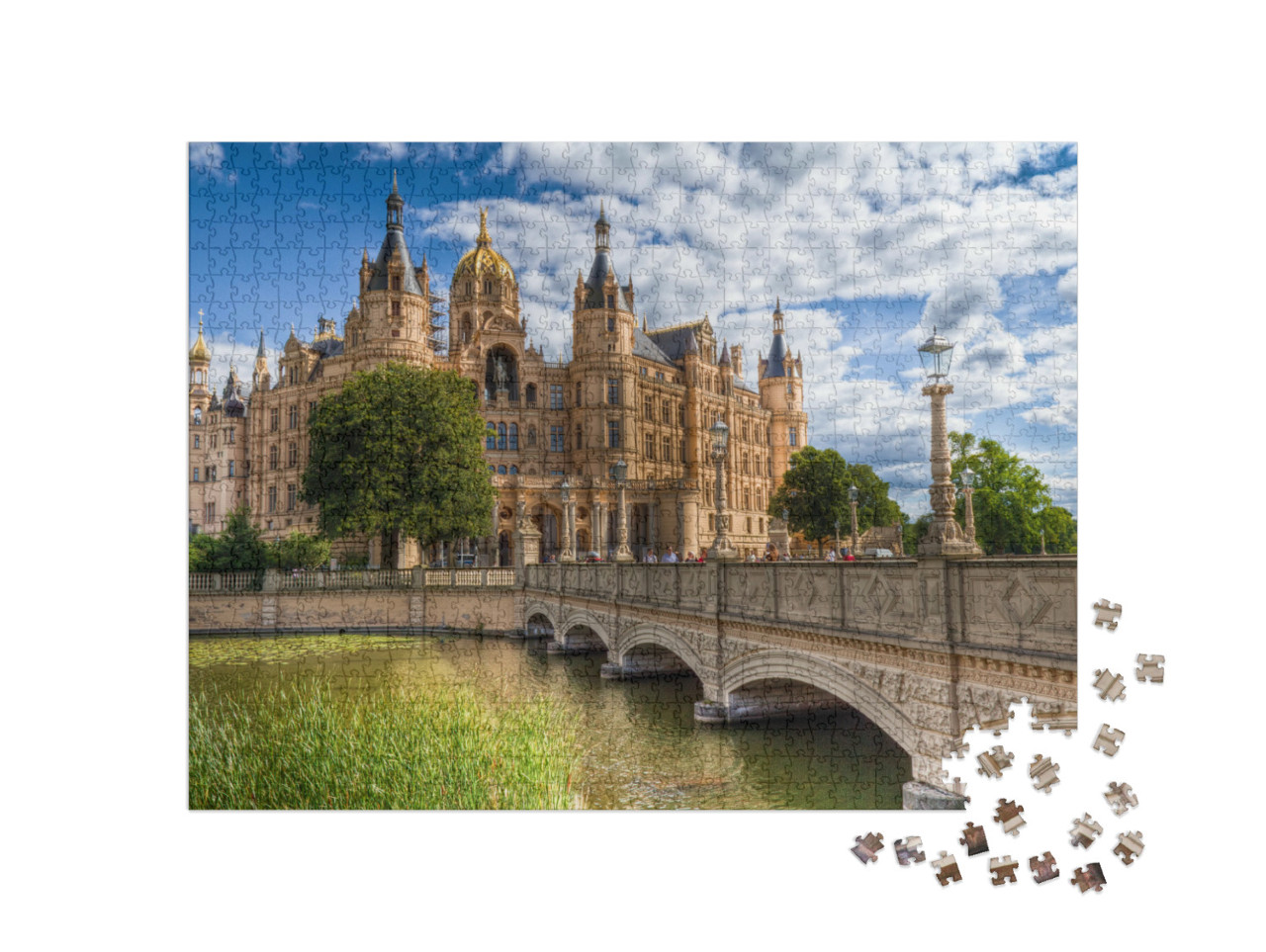 Puzzle 1000 pezzi „Il castello di Schwerin è l'imponente sede del governo statale.“