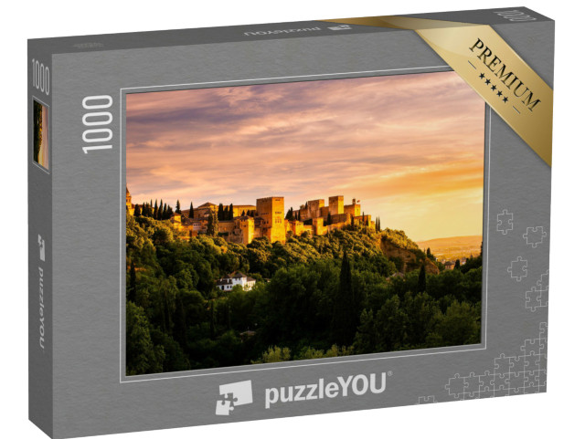 Puzzle 1000 pezzi „Tramonto incantato sull'Alhambra, Granada, Spagna“
