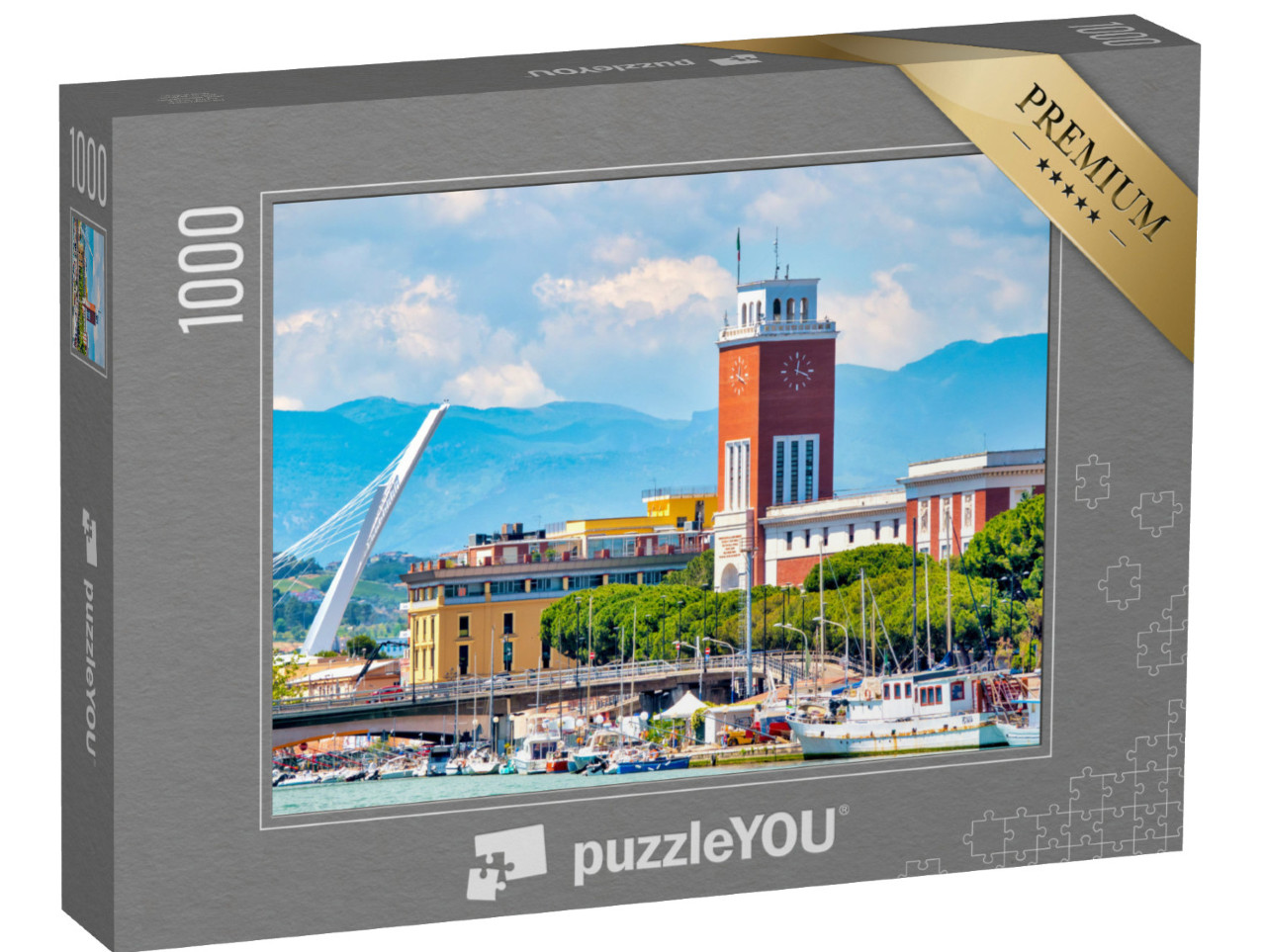 Puzzle 1000 pezzi „Veduta del municipio di Pescara e degli edifici circostanti, Pescara, Italia“