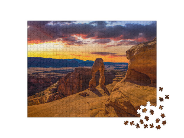 Puzzle 1000 pezzi „Tramonto unico nel Parco Nazionale di Arches nello Utah“