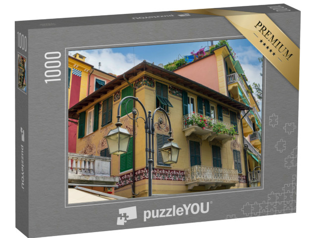 Puzzle 1000 pezzi „Il centro storico di Levanto con le sue case colorate, Liguria“