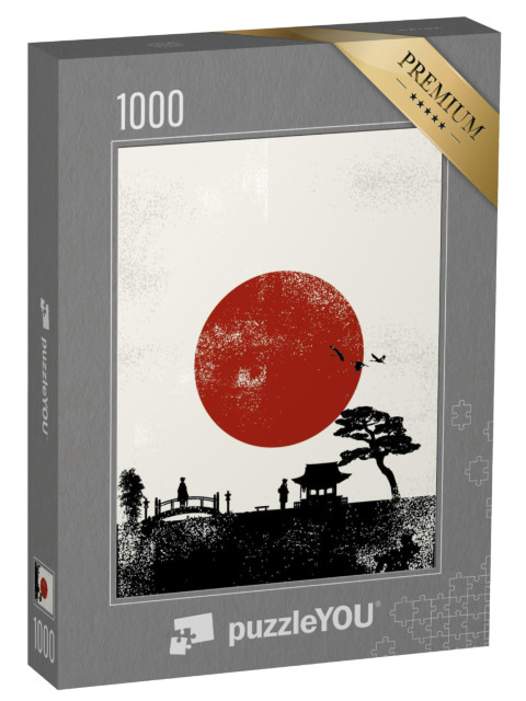 Puzzle 1000 pezzi „Poster del paesaggio del Giappone, vettore“