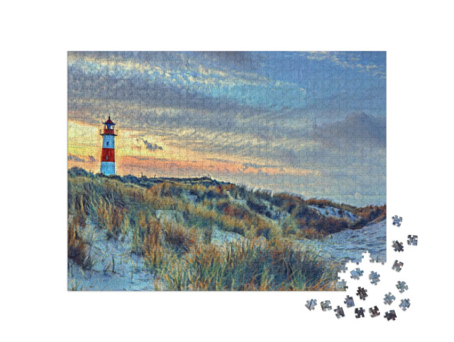 Puzzle 1000 pezzi „nello stile di Paul-Cezanne - Faro nordico a Sylt - Puzzle-Collection Artisti & Dipinti“