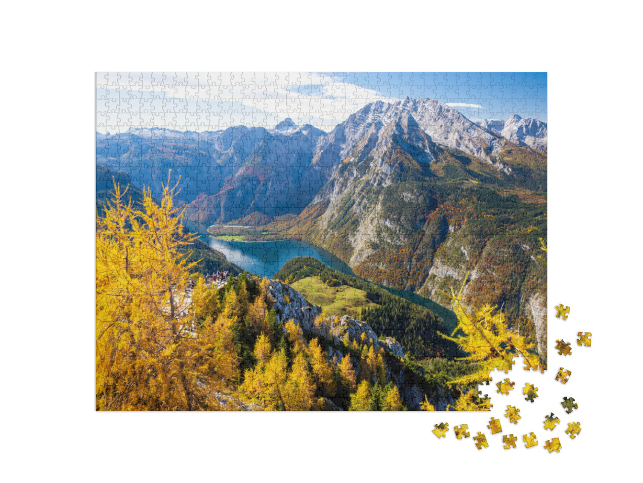 Puzzle 1000 pezzi „Watzmann al Königssee nel Parco Nazionale di Berchtesgaden, Alpi Bavaresi“