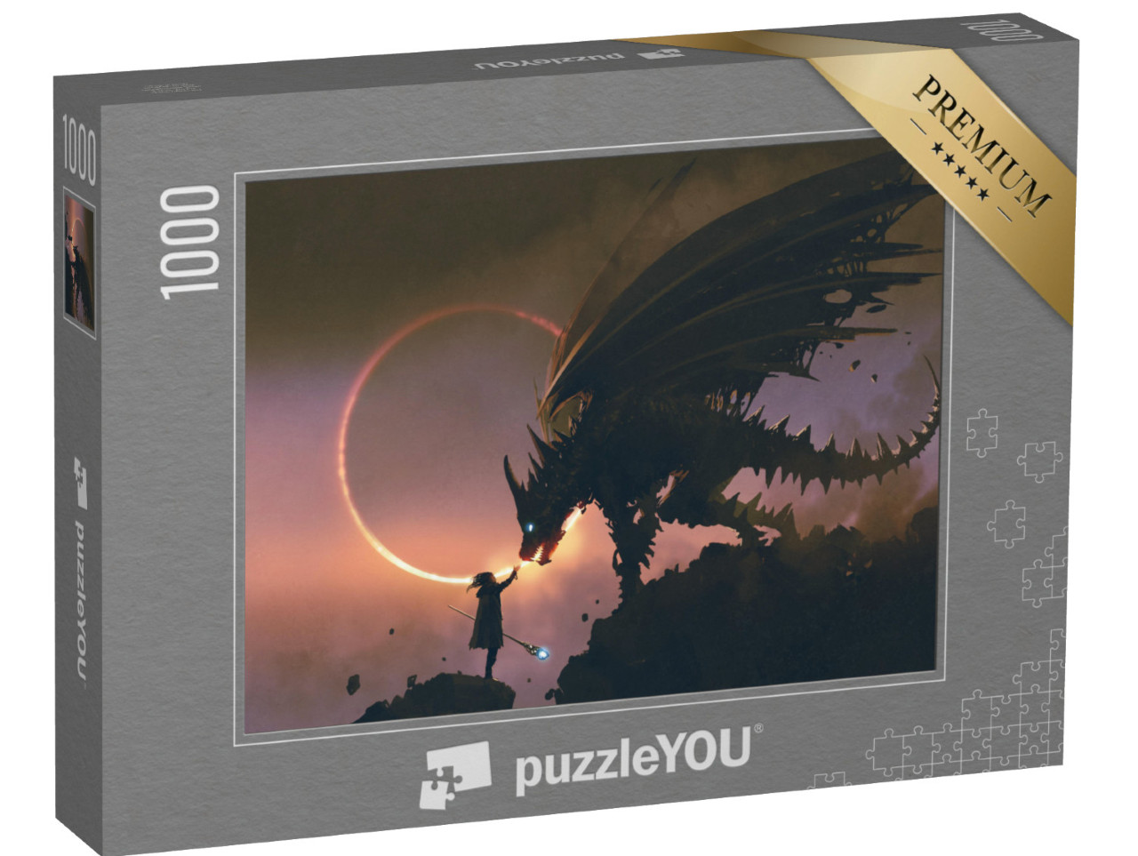 Puzzle 1000 pezzi „Arte digitale: Il mago e il suo drago“