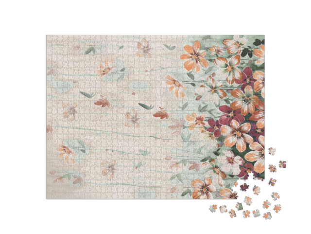 Puzzle 1000 pezzi „Illustrazione con fiori rossi e arancioni“