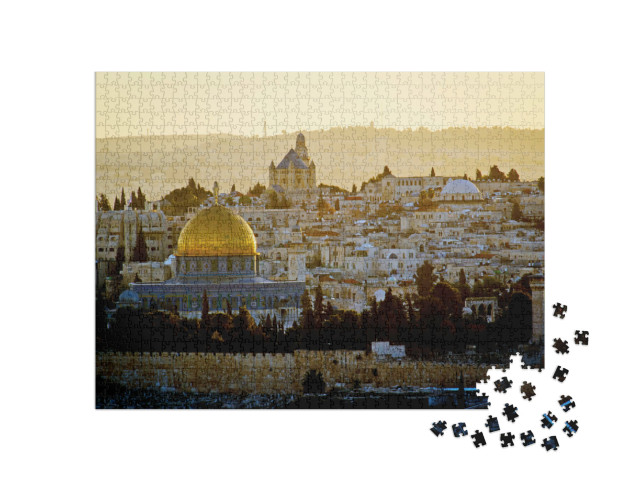 Puzzle 1000 pezzi „La Città Vecchia di Gerusalemme nella luce della sera“