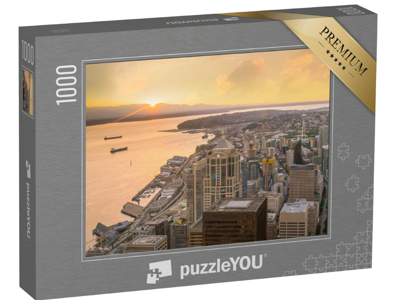 Puzzle 1000 pezzi „Tramonto su Seattle, Stato di Washington“