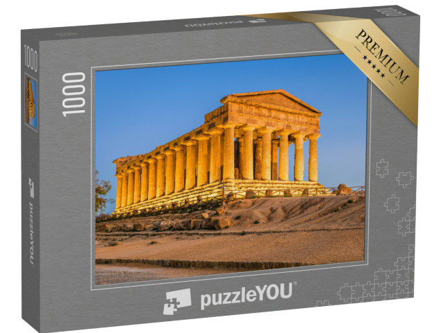 Puzzle 1000 pezzi „Tempio della Concordia ad Agrigento, Sicilia, Italia, al crepuscolo.“