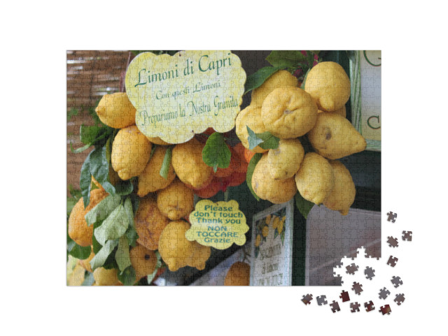 Puzzle 1000 pezzi „Grandi limoni sul bancone dell'isola di Capri in Italia“