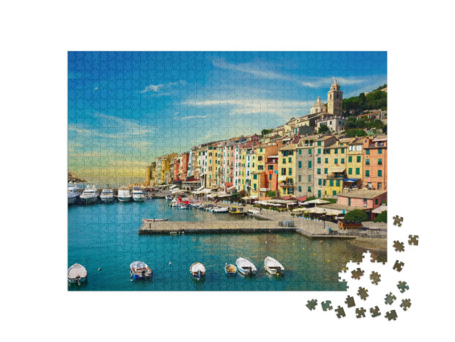 Puzzle 1000 pezzi „pittoresco porto di Porto Venere, Riviera Italiana, Liguria,.“