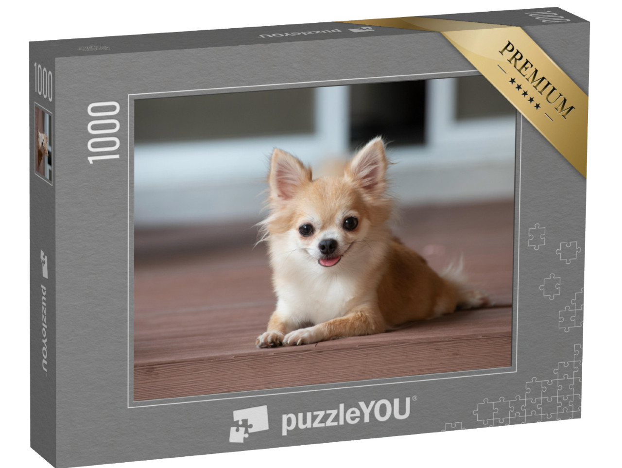 Puzzle 1000 pezzi „Un chihuahua siede sul pavimento“