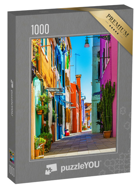Puzzle 1000 pezzi „Case a schiera molto colorate a Venezia“