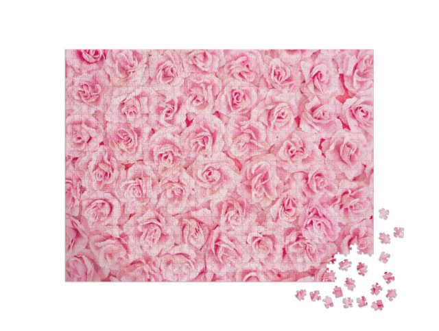 Puzzle 1000 pezzi „Carta da parati con rose rosa“