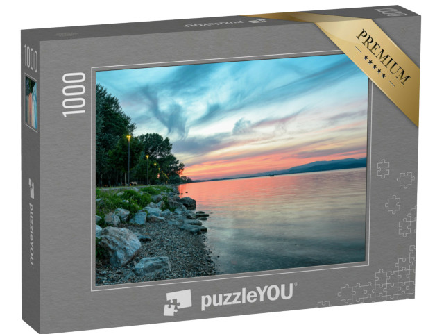Puzzle 1000 pezzi „Lago Trasimeno (Umbria) Panorama a Castiglione del Lago“