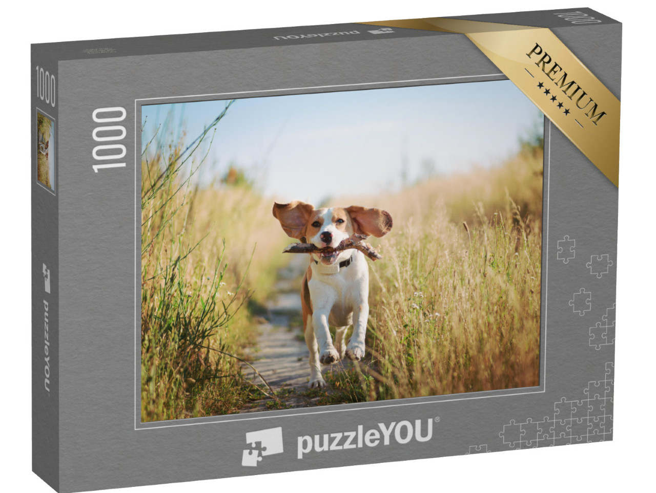 Puzzle 1000 pezzi „Un beagle con un bastone“