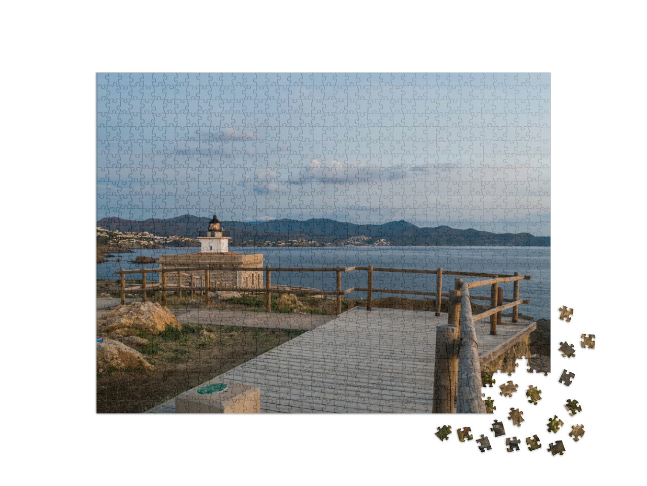 Puzzle 1000 pezzi „Faro dell'Arenella al mattino presto“