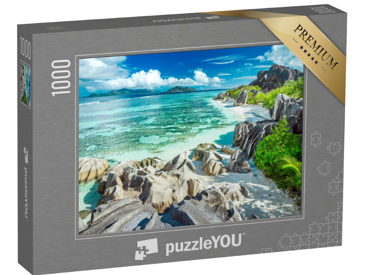 Puzzle 1000 pezzi „Anse Source D'Argent - La spiaggia più bella delle Seychelles“