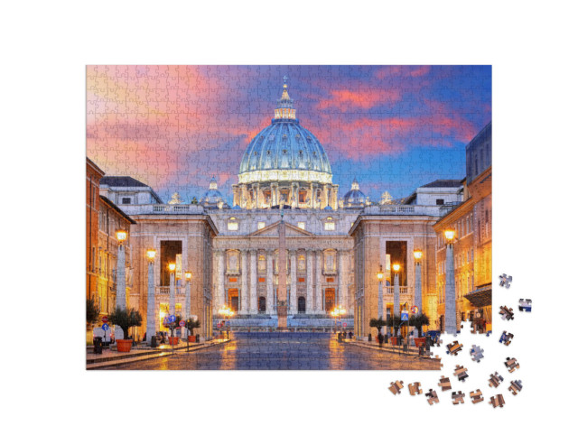Puzzle 1000 pezzi „Città del Vaticano alla luce del tramonto“