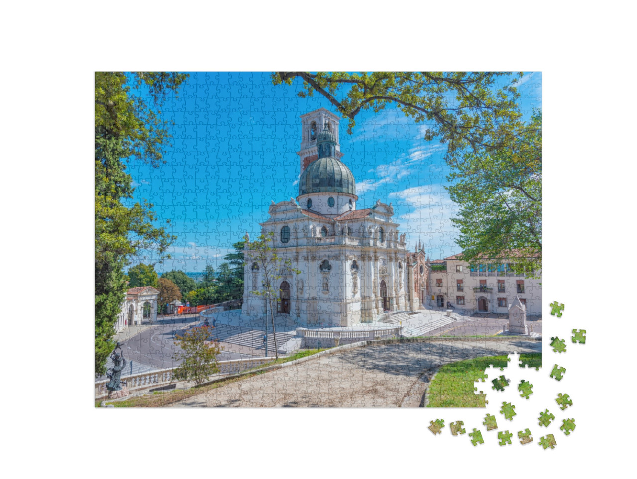 Puzzle 1000 pezzi „Veduta del Santuario della Madonna di Monte Berico a Vicenza.“