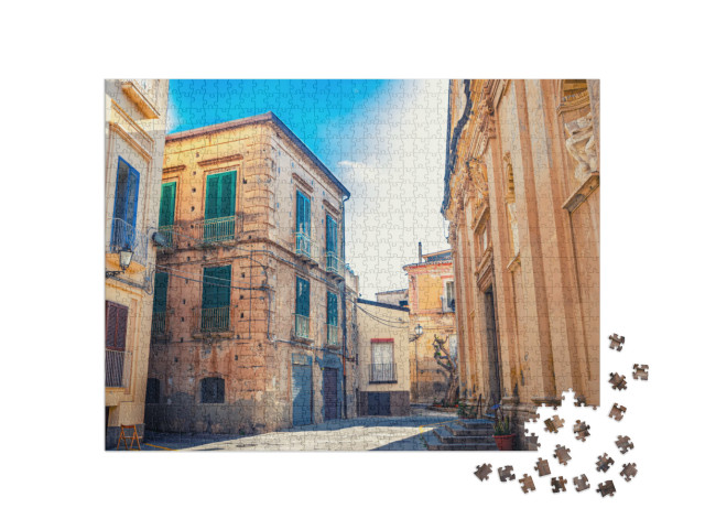 Puzzle 1000 pezzi „Tipico vicolo italiano nel centro storico di Tropea, Calabria, Italia meridionale“