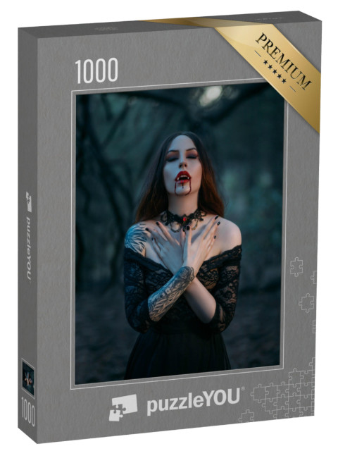 Puzzle 1000 pezzi „Donna vampiro con zanne affilate“
