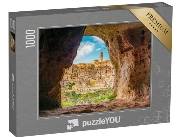 Puzzle 1000 pezzi „Vista dell'antica città di Matera, Sassi di Matera in Basilicata, grotta nei Sassi di Matera“