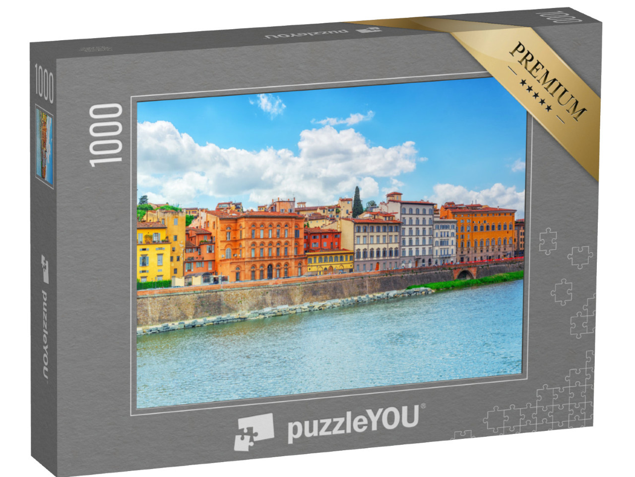 Puzzle 1000 pezzi „Splendida vista paesaggistica sulle rive dell'Arno a Firenze - il centro della Repubblica Fiorentina“