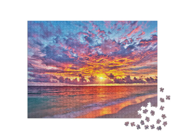 Puzzle 1000 pezzi „Tramonto sul mare alle Maldive“