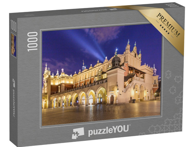 Puzzle 1000 pezzi „Sukiennice sulla piazza principale del mercato di notte, Cracovia, Polonia“