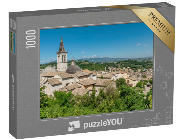 Puzzle 1000 pezzi „Veduta aerea panoramica del centro storico di Spoleto, Italia“