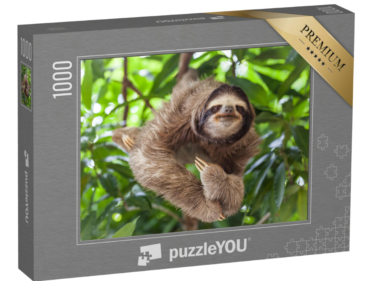 Puzzle 1000 pezzi „Bradipo, a testa in giù su un albero“