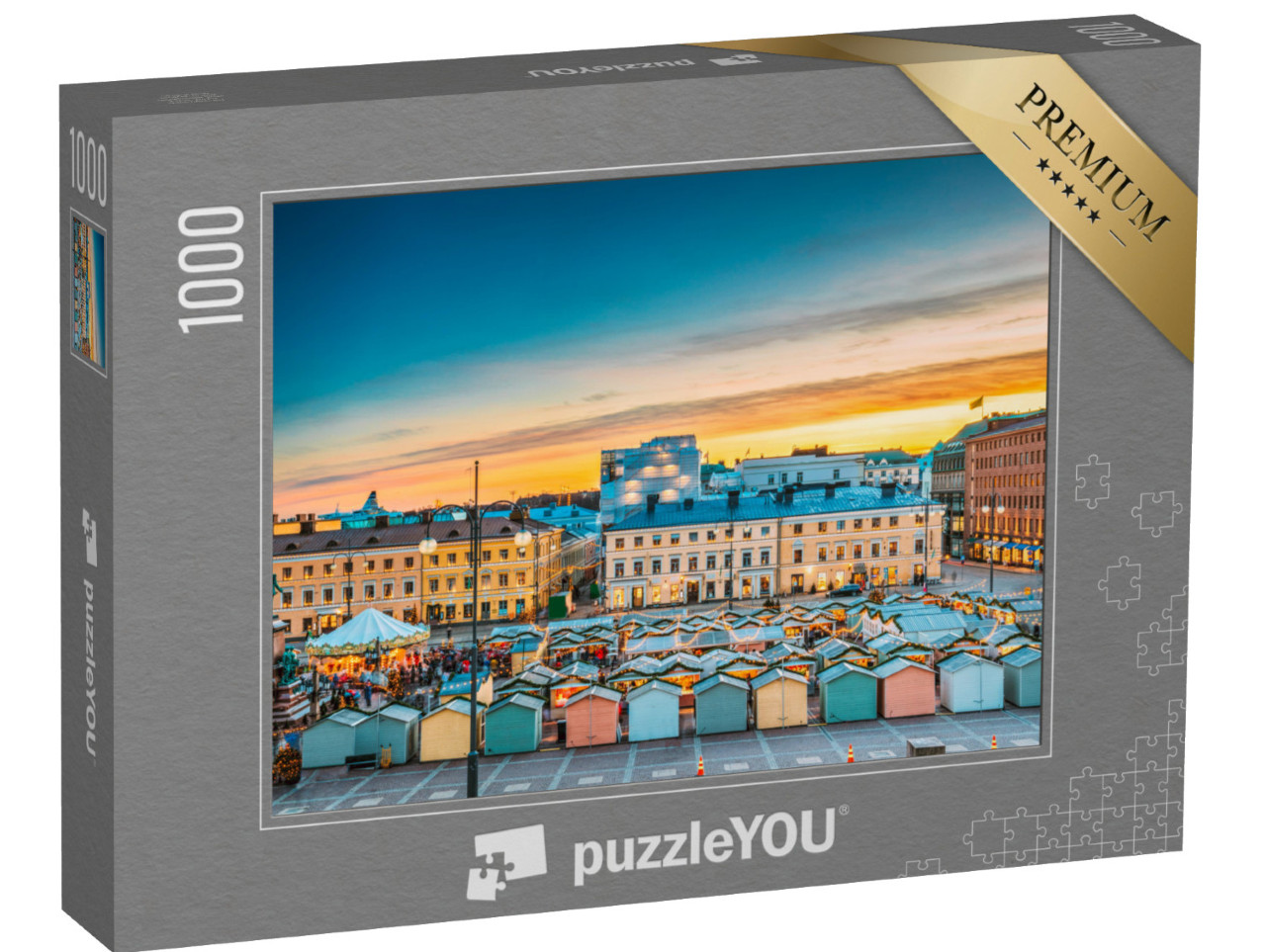 Puzzle 1000 pezzi „Mercatino di Natale serale a Helsinki“