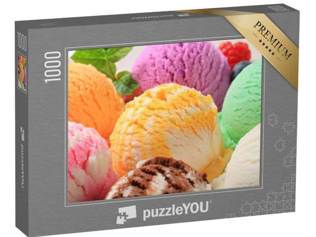 Puzzle 1000 pezzi „Palline di gelato colorate, pronte da gustare“