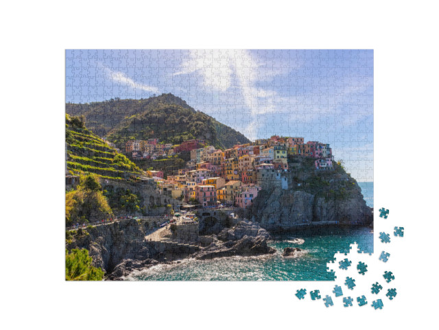 Puzzle 1000 pezzi „Manarola Village, una collezione di ville colorate in provincia di La Spezia, Liguria“